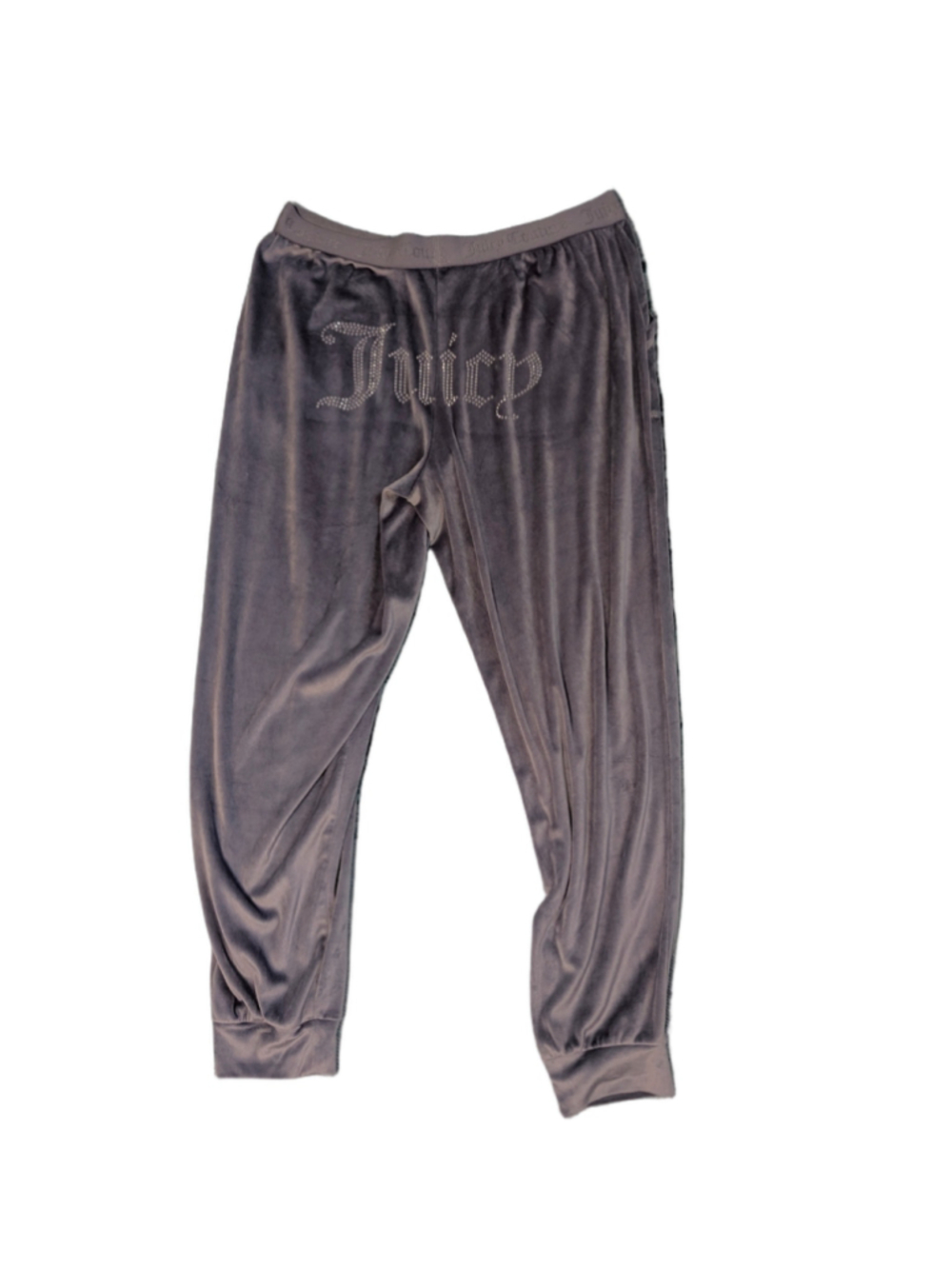 Juicy Couture Grey Velour Rhinestone OG Bling Joggers Pants Size L